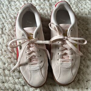 Puma Cream and Red Sneakers with Gum Sole